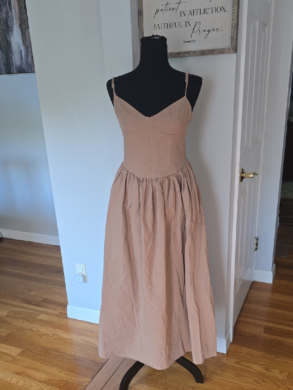 Women's Strappy Midi Dress in Beige - Classic Summer Style